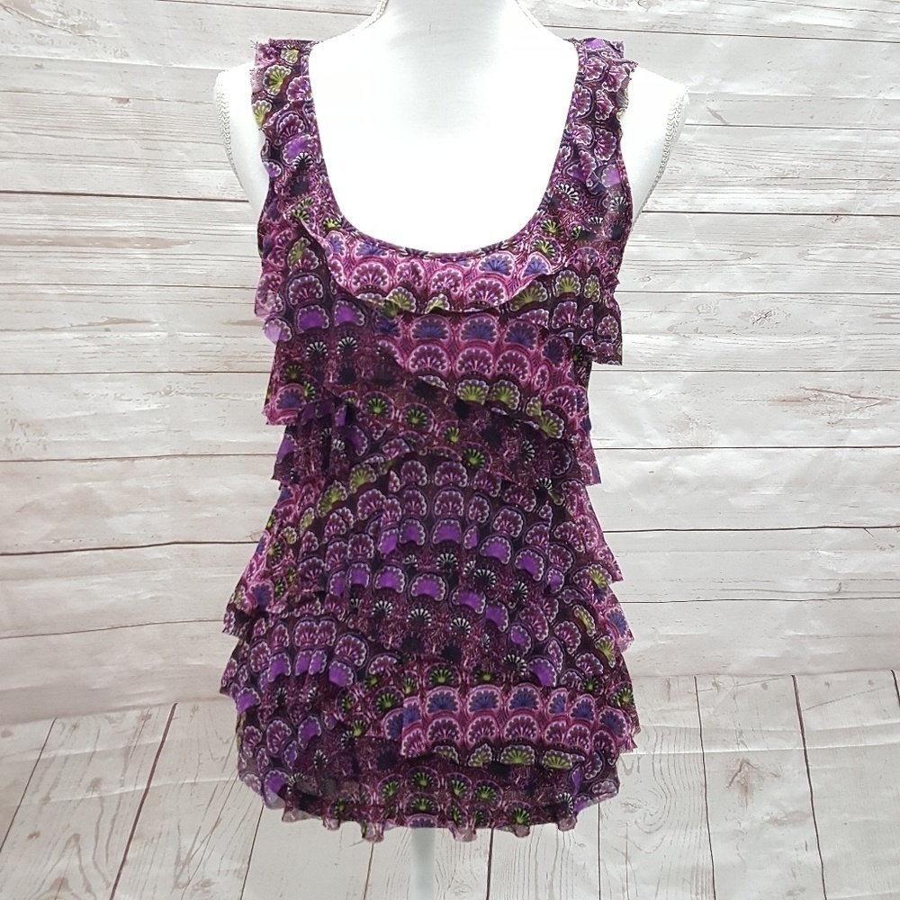 Express Womens Layered Ruffled Tank Top Size Small - Picture 1 of 4